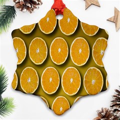 Orange Slices Cross Sections Pattern Snowflake Ornament (two Sides) by artworkshop