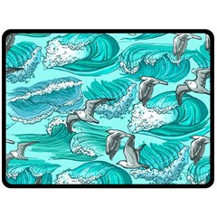 Sea Waves Seamless Pattern Fleece Blanket (large)  by Wegoenart