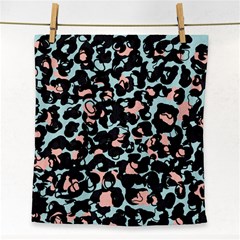 Blue And Pink Jaguar Dots Leopard Black And White Leopard Print Jaguar Dots Face Towel by ConteMonfrey