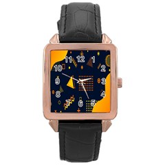 Abstract-geometric Rose Gold Leather Watch  by nateshop