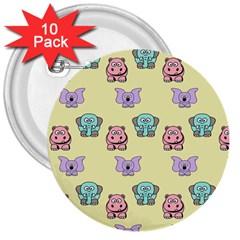 Illustration Animals Pastel Children Colorful 3  Buttons (10 Pack)  by Wegoenart