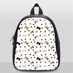 Illustration Cartoon Cat Paw Background Pattern Cute School Bag (small) by Amaryn4rt