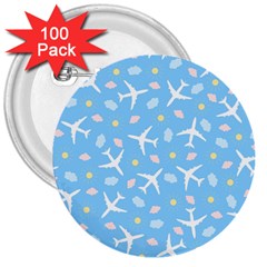 Plane Sky Background Pattern 3  Buttons (100 Pack)  by danenraven