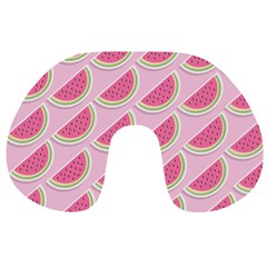 Pink Melon Wayermelon Pattern Food Fruit Melon Travel Neck Pillow by Ravend