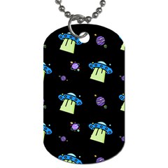 Illustration Cosmos Cosmo Rocket Spaceship -ufo Dog Tag (two Sides) by danenraven