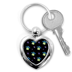 Illustration Cosmos Cosmo Rocket Spaceship Ufo Key Chain (heart) by danenraven