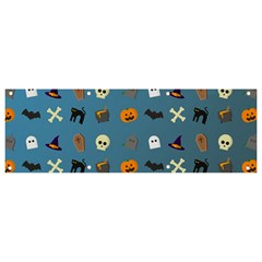 Halloween Cat Pumpkin Pattern Bat Horror Banner And Sign 9  X 3  by danenraven