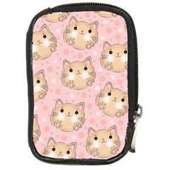 Cat Pattern Pink Background Compact Camera Leather Case by danenraven