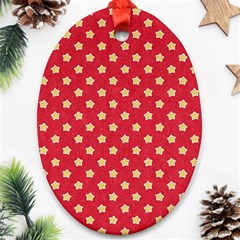 Felt Background Paper Red Yellow Star Ornament (oval) by artworkshop