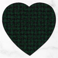 Black And Dark Green Small Plaids Jigsaw Puzzle (heart) by ConteMonfrey