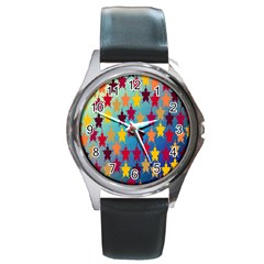 Abstract-flower,bacground Round Metal Watch by nateshop