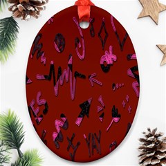 Doodles Maroon Ornament (oval) by nateshop