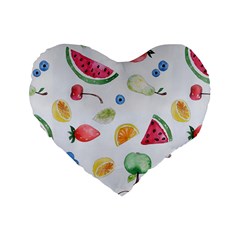 Fruit Summer Vitamin Watercolor Standard 16  Premium Flano Heart Shape Cushions by Wegoenart