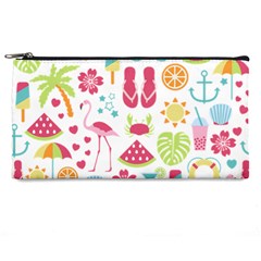 Flamingo Bird Nature Illustration Summer Beach Pencil Case by Jancukart