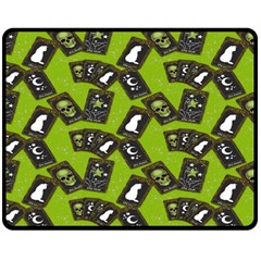 Cats And Skulls - Modern Halloween  Double Sided Fleece Blanket (medium)  by ConteMonfrey