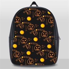 Halloween Background Pattern School Bag (large) by Ravend