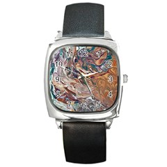 Abstract Ammonite I Square Metal Watch by kaleidomarblingart