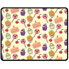 Cupcake Pattern Lollipop Fleece Blanket (medium)  by Wegoenart