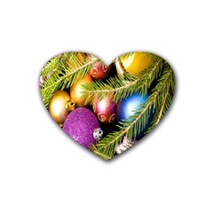 Background Of Christmas Decoration Rubber Coaster (heart) by artworkshop