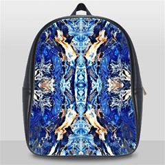 Cobalt On Gold Symmetry School Bag (xl) by kaleidomarblingart