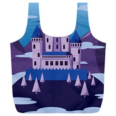 Illustration Castle Mountain Tower Sky Full Print Recycle Bag (xl) by danenraven