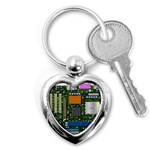 Illustration Motherboard Pc Computer Key Chain (Heart) Front