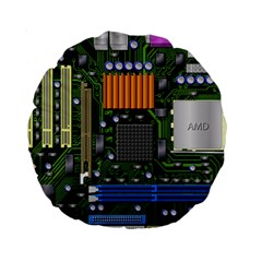 Illustration Motherboard Pc Computer Standard 15  Premium Round Cushions by danenraven