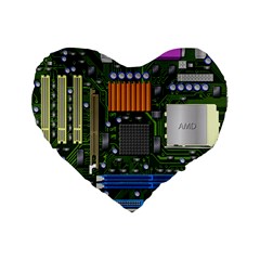 Illustration Motherboard Pc Computer Standard 16  Premium Heart Shape Cushions by danenraven