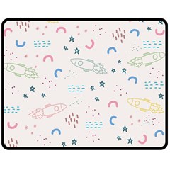 Galaxy Spaceship Patternstar Fleece Blanket (medium)  by Wegoenart