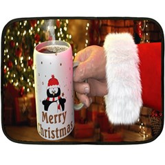 Merry Christmas - Santa Claus Holding Coffee Fleece Blanket (mini) by artworkshop