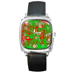 Red-green Square Metal Watch by nateshop