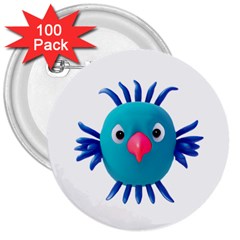 Fantasy 3d Bird Illustration 2 3  Buttons (100 Pack)  by dflcprintsclothing