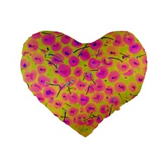 Cherries Fruit Food Neon Texture Fluorescent Standard 16  Premium Flano Heart Shape Cushions by Wegoenart