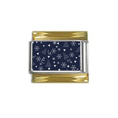 Tree Christmas Xmas Snow Gold Trim Italian Charm (9mm) by Ravend