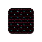 Doodle Lettering Background Rubber Square Coaster (4 pack) Front