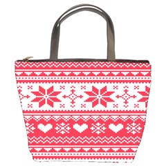 Nordic-seamless-knitted-christmas-pattern-vector Bucket Bag by nateshop