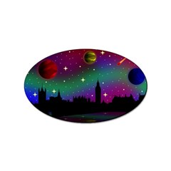 Illustration Clock Asteroid Comet Galaxy Sticker (oval) by Wegoenart