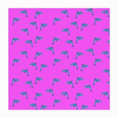 Pink And Blue, Cute Dolphins Pattern, Animals Theme Medium Glasses Cloth (2 Sides) by Casemiro