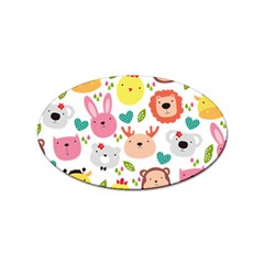 Cute Animals Cartoon Seamless Background Sticker Oval (100 Pack) by danenraven