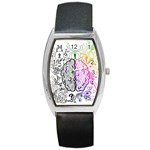 Anatomy Brain Head Medical Psychedelic  Skull Barrel Style Metal Watch Front