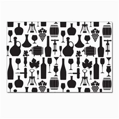 Wine Pattern Black White Postcards 5  X 7  (pkg Of 10) by Jancukart