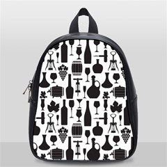 Wine Pattern Black White School Bag (small) by Jancukart