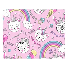 Beautiful Cute Animals Pattern Pink Beautiful Cute Animals Pattern Pink Rainbow Double Sided Flano Blanket (large)  by Jancukart