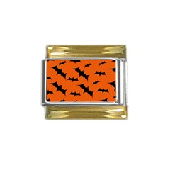 Halloween Card With Bats Flying Pattern Gold Trim Italian Charm (9mm) by Wegoenart