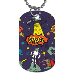 Vector Flat Space Design Background Dog Tag (one Side) by Wegoenart