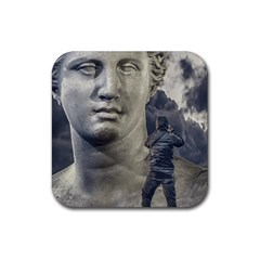 Men Taking Photos Of Greek Goddess Rubber Coaster (square) by dflcprintsclothing