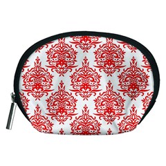 White And Red Ornament Damask Vintage Accessory Pouch (medium) by ConteMonfrey