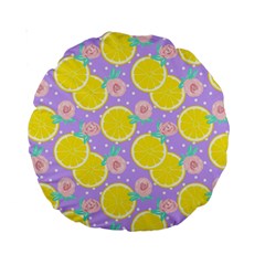 Purple Lemons  Standard 15  Premium Round Cushions by ConteMonfrey