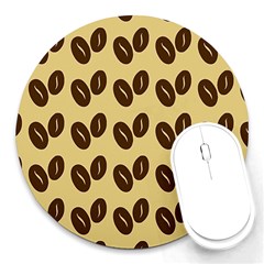 Coffee Beans Round Mousepad by ConteMonfrey