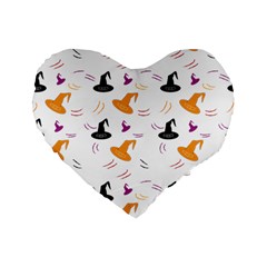 Witch Hat Witch Magic Halloween Standard 16  Premium Heart Shape Cushions by Ravend